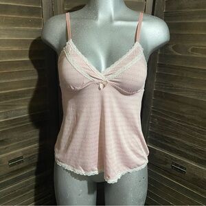 Y2K 2000 Marilyn Monroe Pink Lace Trim Camisole Cami Tank Small Chemise Coquette